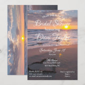 Invitation Fête des mariées coucher de soleil Blue & Golden B (Devant / Derrière)