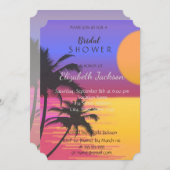 Invitation Fête des mariées coucher de soleil de mariage sur  (Devant / Derrière)