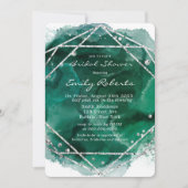 Invitation Fête des mariées couleur argent Emerald Green (Devant)