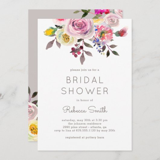 Invitation Fête des mariées COULEUR ÉDITABLE (Devant / Derrière)