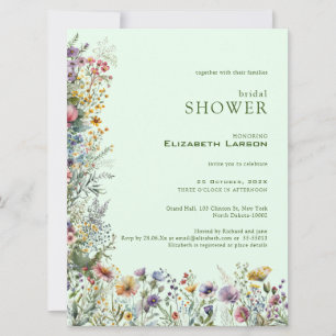 Invitation Fête des mariées couleur Fleur sauvage aquarelle
