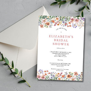 Invitation Fête des mariées couleur Fleur sauvage rose violet