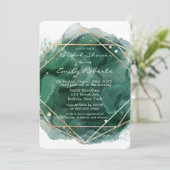 Invitation Fête des mariées couleur or Emerald Green (Debout devant)