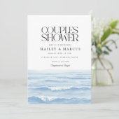 Invitation Fête des mariées Couples d'aquarelle bleue (Debout devant)