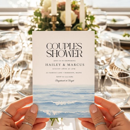 Invitation Fête des mariées Couples d'aquarelle bleue