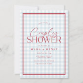 Invitation Fête des mariées Couples En vichy Bleu Rouge (Devant)