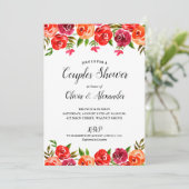 Invitation Fête des mariées Couples Floraux Aquarelle (Debout devant)