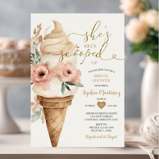 Invitation Fête des mariées Crème glacée Elle a été ramassée