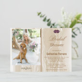 Invitation Fête des mariées & Crème Soie & Coeurs & Photo (Debout devant)