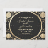 Invitation Fête des mariées crescent céleste d'or noir (Devant)