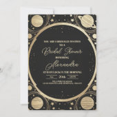 Invitation Fête des mariées crescent céleste d'or noir (Devant)