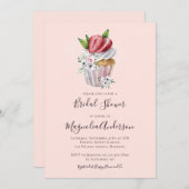 Invitation Fête des mariées Cupcake aux fraises (Devant / Derrière)