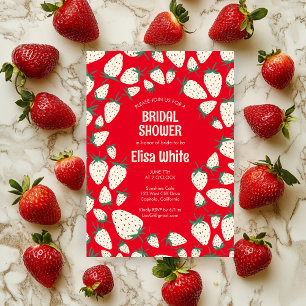 Invitation Fête des mariées CUSTOM Fraise blanche