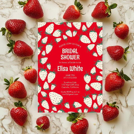 Invitation Fête des mariées CUSTOM Fraise blanche