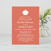 Invitation Fête des mariées Cute Potluck | Blanc orange (Debout devant)