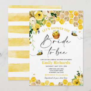 Invitation Fête des mariées D'Abeille Mariée Florale Jaune À 