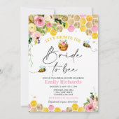 Invitation Fête des mariées d'abeilles Rose & Or Mariée Flora (Devant)