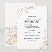 Invitation Fête des mariées d'âge en marbre | Rose et or (Devant / Derrière)