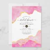 Invitation Fête des mariées d'âge rose, noir et or (Devant)