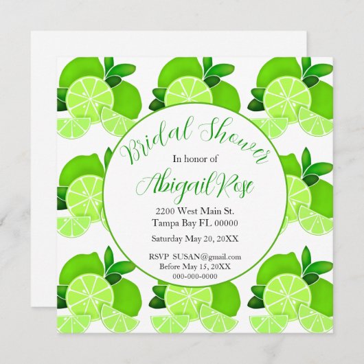 Invitation Fête des mariées d'agrumes de chaux (Devant / Derrière)