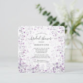 Invitation Fête des mariées Dainty Purple Aquarelle Fleurs (Debout devant)