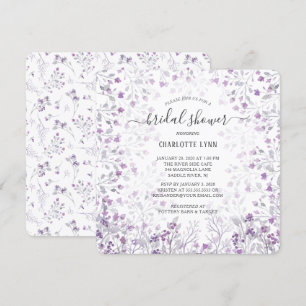 Invitation Fête des mariées Dainty Purple Aquarelle Fleurs