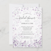 Invitation Fête des mariées Dainty Purple Aquarelle Fleurs (Devant)