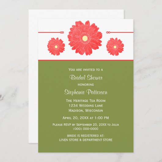 Invitation Fête des mariées Daisies tout simplement élégant I (Devant / Derrière)