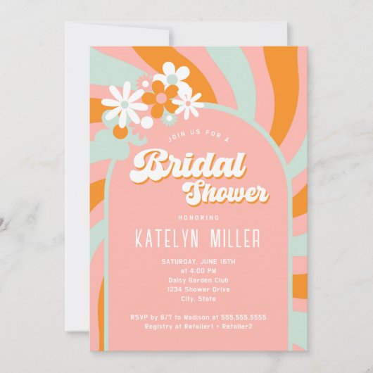 Invitation Fête des mariées Daisy Retro (Devant)