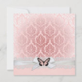 Invitation Fête des mariées Damas en dentelle de papillon ros (Dos)