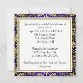 Invitation Fête des mariées Damas Gold & Blue Art Déco (Dos)