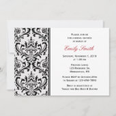 Invitation Fête des mariées Damas moderne noir et blanc (Devant)