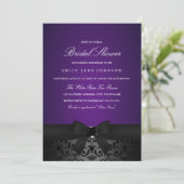 Invitation Fête des mariées Damask Black & Purple (Debout devant)