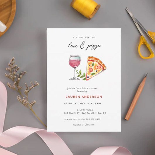 Invitation Fête des mariées d'amour et de pizza