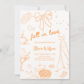 Invitation Fête des mariées d'amour - Feuilles d'automne élég (Devant)