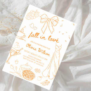 Invitation Fête des mariées d'amour - Feuilles d'automne élég