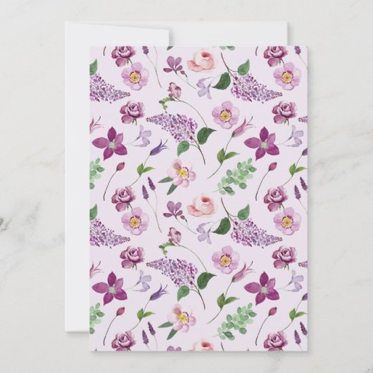 Invitation Fête des mariées d'amour pourpre (Dos)