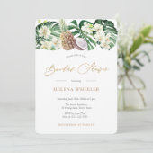 Invitation Fête des mariées d'ananas blanc vert Jungle Foliag (Debout devant)