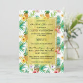 Invitation Fête des mariées d'ananas et d'hibiscus tropicaux (Debout devant)