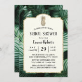 Invitation Fête des mariées d'ananas Tropical Feuille Luau (Devant / Derrière)