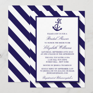 Invitation Fête des mariées d'Ancre bleue marine