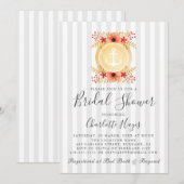 Invitation Fête des mariées d'Ancre d'or floral Aquarelle (Devant / Derrière)