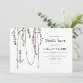 Invitation Fête des mariées d'Ancre florale romantique (Debout devant)