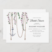 Invitation Fête des mariées d'Ancre florale romantique (Devant / Derrière)