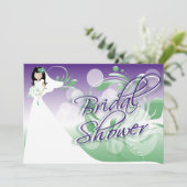 Invitation Fête des mariées dans un joli vert, pourpre et bla (Debout devant)
