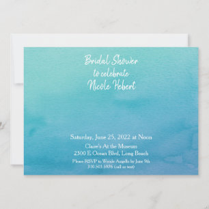 Invitation Fête des mariées d'aquarelle 3 bleu/Turquoise Ombr