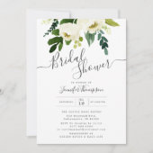 Invitation Fête des mariées d'aquarelle à fleurs blanches et  (Devant)