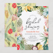 Invitation Fête des mariées d'aquarelle à fleurs et fruits tr (Devant / Derrière)