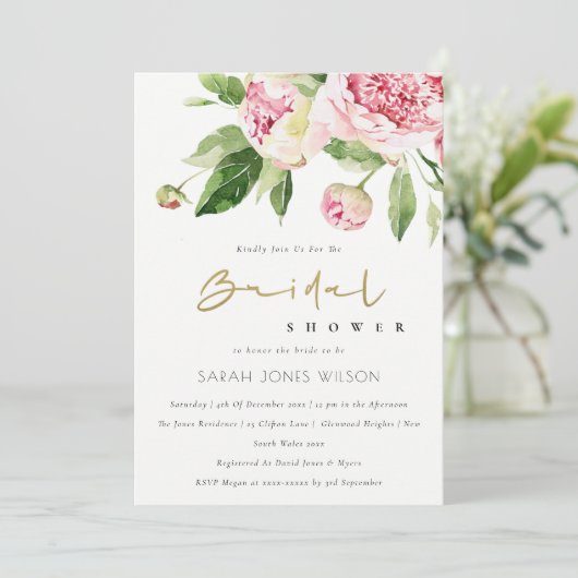 Invitation Fête des mariées d'aquarelle à pigmentation douce (Debout devant)