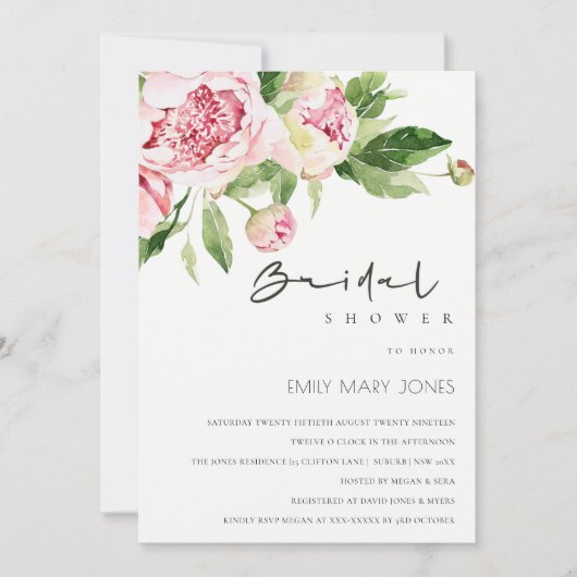 Invitation Fête des mariées d'aquarelle à pigmentation douce (Devant)